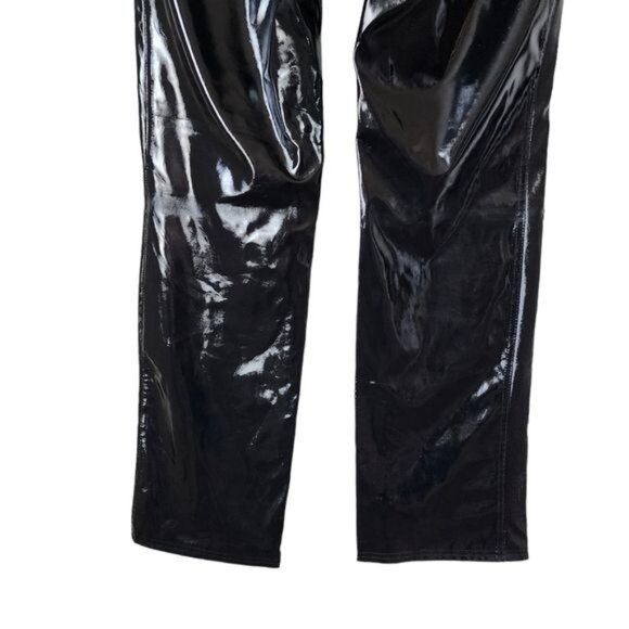 SUPER‎ LOW FAT x VINTAGE 90s Mall Goth Faux Leather shiny black padded pants - Picture 4 of 16